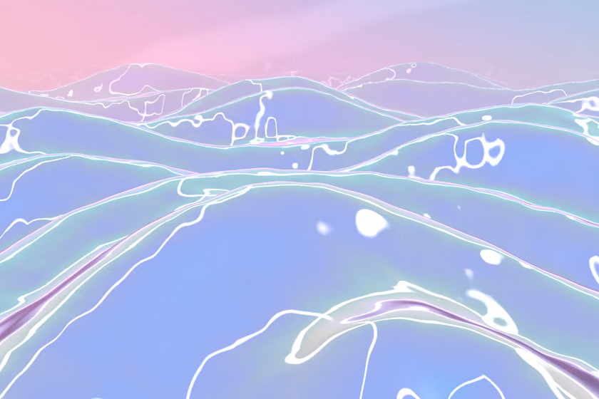 A sea of liquid metal under a pale sky