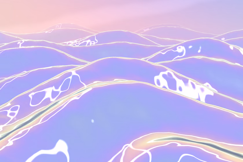 A sea of liquid metal under a pale sky