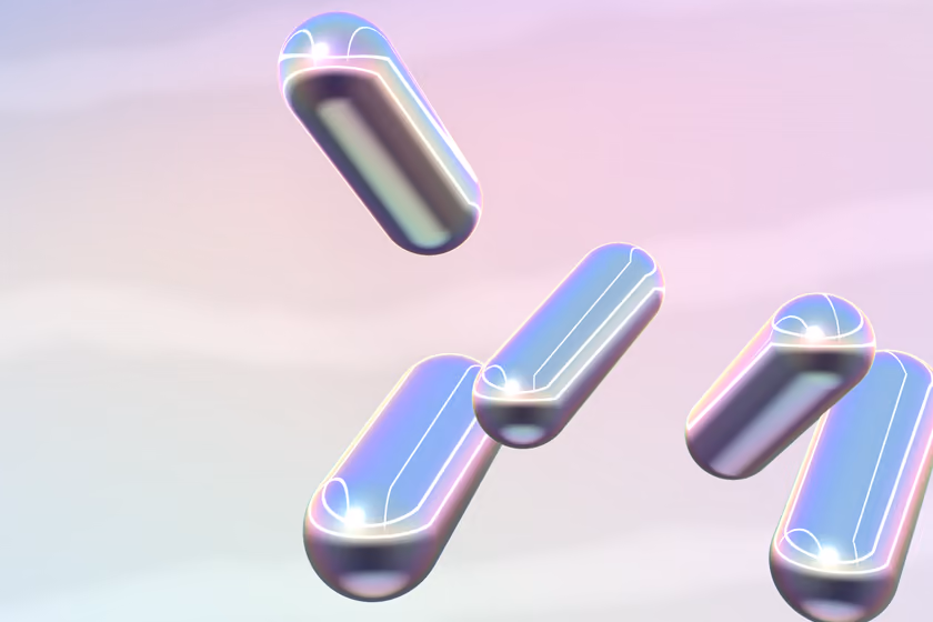 Pills of chrome, scattered in the air